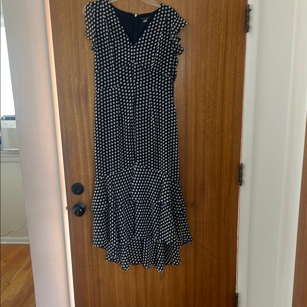 Elegant navy blue and white Polka Dot Dress